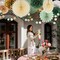 20PCS Sage Green Party Decoration,Green Paper Lanterns Fans,Pom Poms Flowers,Hanging Party Garland for Women Girls Boys Adults Birthday Party,Wedding,Baby Shower,Bridal Shower Party Decor